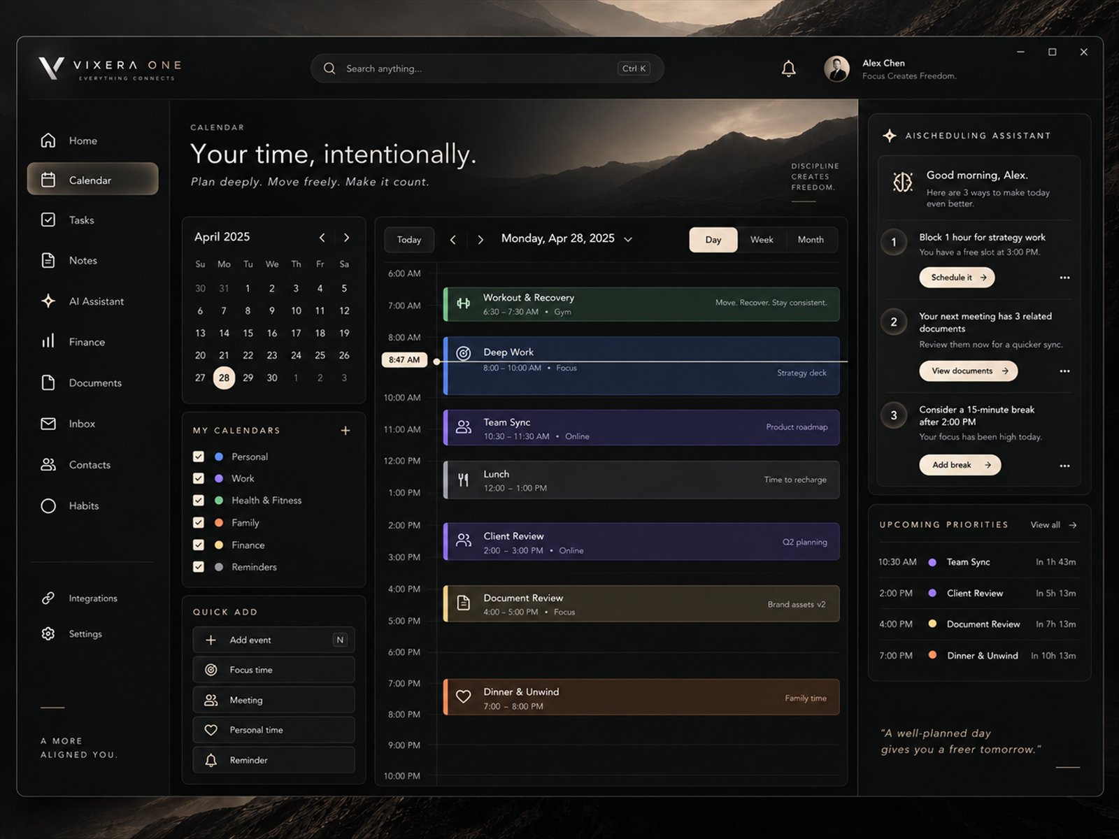 Vixera One calendar