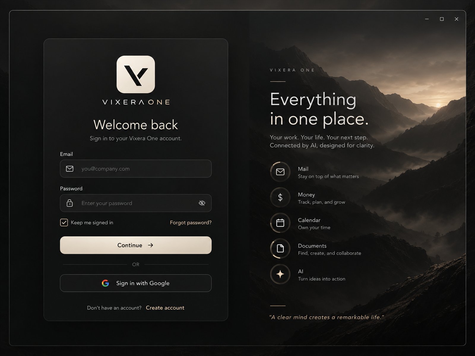 Vixera One sign in